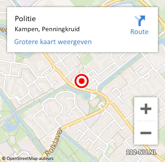 Locatie op kaart van de 112 melding: Politie Kampen, Penningkruid op 8 oktober 2024 19:24