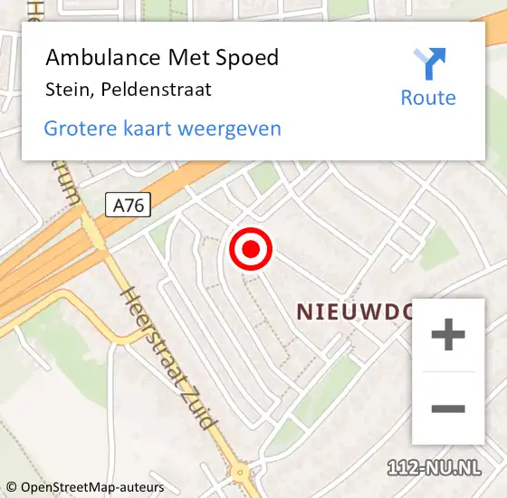 Locatie op kaart van de 112 melding: Ambulance Met Spoed Naar Stein, Peldenstraat op 22 oktober 2014 18:16