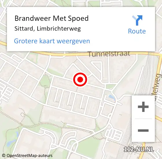 Locatie op kaart van de 112 melding: Brandweer Met Spoed Naar Sittard, Limbrichterweg op 8 oktober 2024 19:34