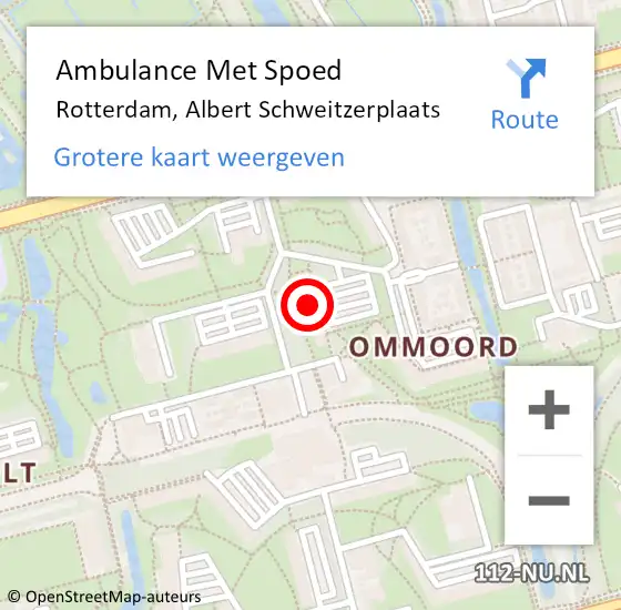 Locatie op kaart van de 112 melding: Ambulance Met Spoed Naar Rotterdam, Albert Schweitzerplaats op 8 oktober 2024 19:36