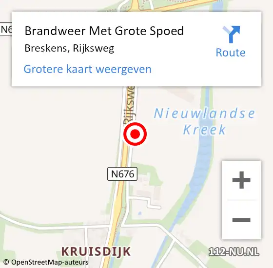 Locatie op kaart van de 112 melding: Brandweer Met Grote Spoed Naar Breskens, Rijksweg op 8 oktober 2024 19:36