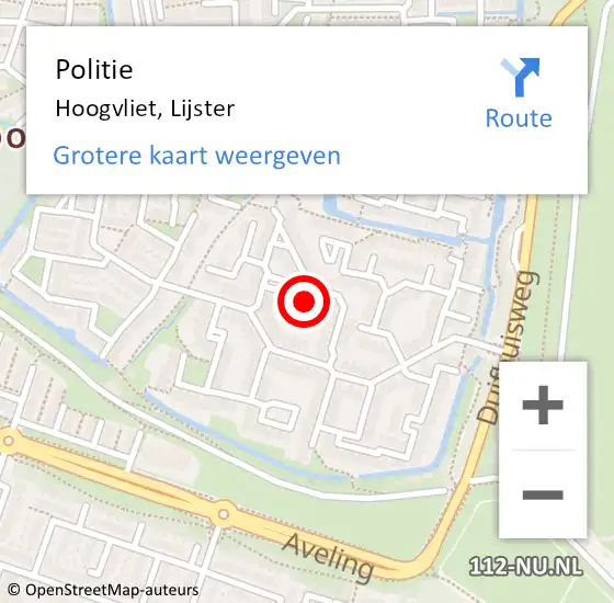 Locatie op kaart van de 112 melding: Politie Hoogvliet, Lijster op 8 oktober 2024 19:44