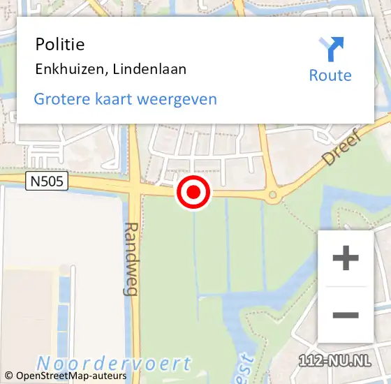 Locatie op kaart van de 112 melding: Politie Enkhuizen, Lindenlaan op 22 oktober 2014 18:19