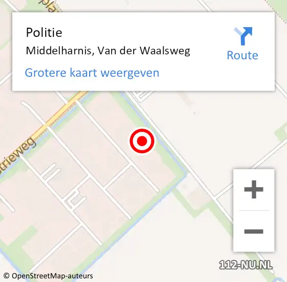 Locatie op kaart van de 112 melding: Politie Middelharnis, Van der Waalsweg op 8 oktober 2024 19:51