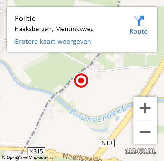 Locatie op kaart van de 112 melding: Politie Haaksbergen, Mentinksweg op 8 oktober 2024 20:03