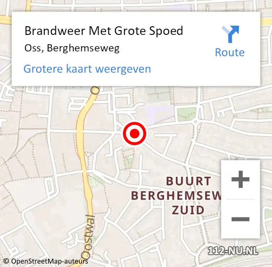 Locatie op kaart van de 112 melding: Brandweer Met Grote Spoed Naar Oss, Berghemseweg op 8 oktober 2024 20:06