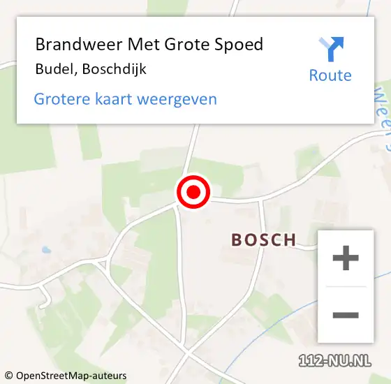 Locatie op kaart van de 112 melding: Brandweer Met Grote Spoed Naar Budel, Boschdijk op 8 oktober 2024 20:17