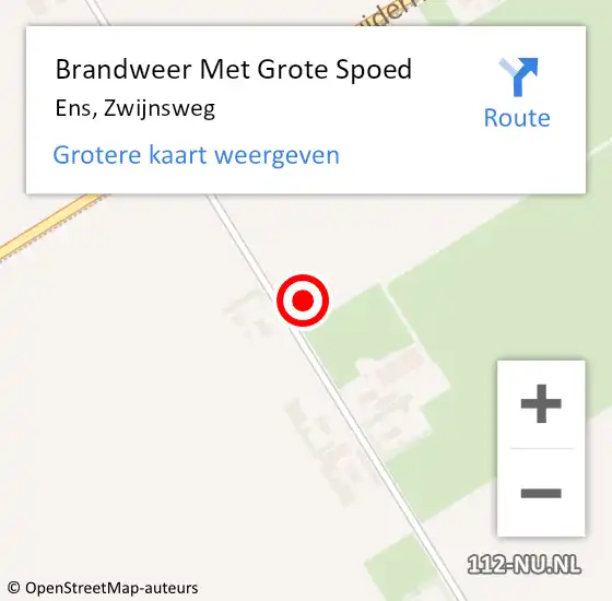 Locatie op kaart van de 112 melding: Brandweer Met Grote Spoed Naar Ens, Zwijnsweg op 8 oktober 2024 20:53