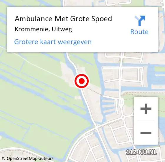 Locatie op kaart van de 112 melding: Ambulance Met Grote Spoed Naar Krommenie, Uitweg op 8 oktober 2024 21:05