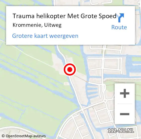 Locatie op kaart van de 112 melding: Trauma helikopter Met Grote Spoed Naar Krommenie, Uitweg op 8 oktober 2024 21:07