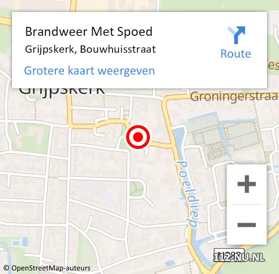 Locatie op kaart van de 112 melding: Brandweer Met Spoed Naar Grijpskerk, Bouwhuisstraat op 8 oktober 2024 21:09