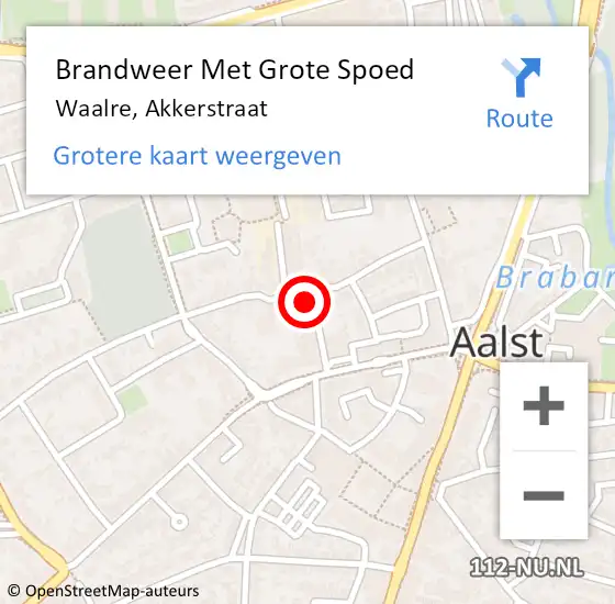 Locatie op kaart van de 112 melding: Brandweer Met Grote Spoed Naar Waalre, Akkerstraat op 8 oktober 2024 21:28