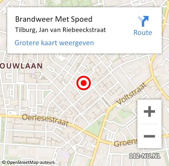 Locatie op kaart van de 112 melding: Brandweer Met Spoed Naar Tilburg, Jan van Riebeeckstraat op 8 oktober 2024 22:35