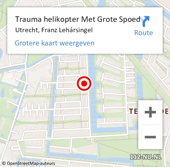 Locatie op kaart van de 112 melding: Trauma helikopter Met Grote Spoed Naar Utrecht, Franz Lehársingel op 8 oktober 2024 22:50