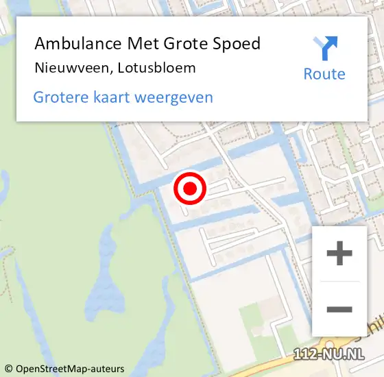 Locatie op kaart van de 112 melding: Ambulance Met Grote Spoed Naar Nieuwveen, Lotusbloem op 8 oktober 2024 23:01