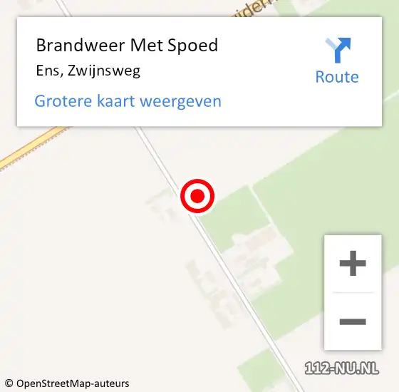 Locatie op kaart van de 112 melding: Brandweer Met Spoed Naar Ens, Zwijnsweg op 8 oktober 2024 23:09