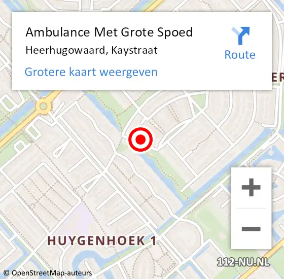 Locatie op kaart van de 112 melding: Ambulance Met Grote Spoed Naar Heerhugowaard, Kaystraat op 8 oktober 2024 23:11