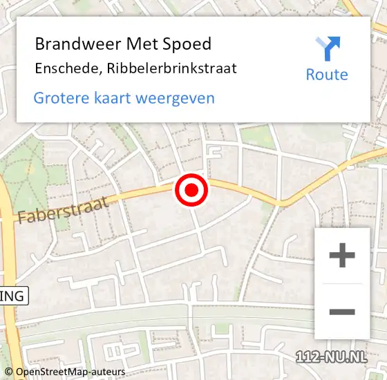 Locatie op kaart van de 112 melding: Brandweer Met Spoed Naar Enschede, Ribbelerbrinkstraat op 8 oktober 2024 23:51