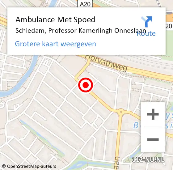 Locatie op kaart van de 112 melding: Ambulance Met Spoed Naar Schiedam, Professor Kamerlingh Onneslaan op 9 oktober 2024 00:06