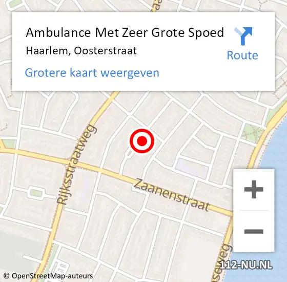 Locatie op kaart van de 112 melding: Ambulance Met Zeer Grote Spoed Naar Haarlem, Oosterstraat op 9 oktober 2024 00:06