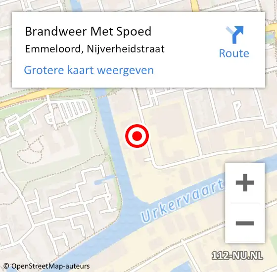 Locatie op kaart van de 112 melding: Brandweer Met Spoed Naar Emmeloord, Nijverheidstraat op 9 oktober 2024 00:43