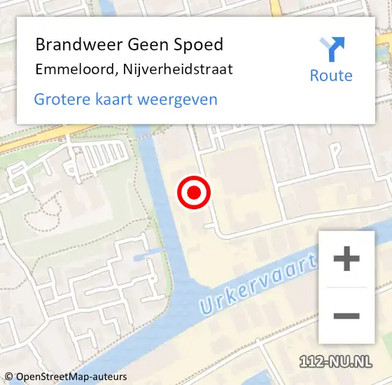 Locatie op kaart van de 112 melding: Brandweer Geen Spoed Naar Emmeloord, Nijverheidstraat op 9 oktober 2024 00:52