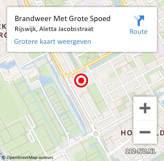 Locatie op kaart van de 112 melding: Brandweer Met Grote Spoed Naar Rijswijk, Aletta Jacobsstraat op 9 oktober 2024 01:00