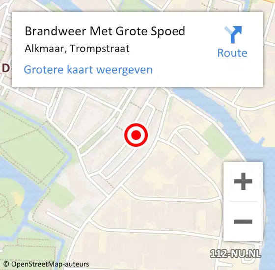 Locatie op kaart van de 112 melding: Brandweer Met Grote Spoed Naar Alkmaar, Trompstraat op 9 oktober 2024 01:13