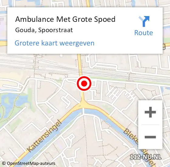 Locatie op kaart van de 112 melding: Ambulance Met Grote Spoed Naar Gouda, Spoorstraat op 9 oktober 2024 01:36