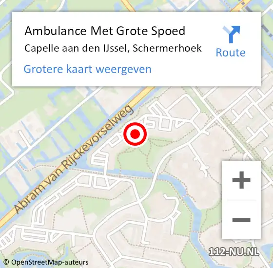 Locatie op kaart van de 112 melding: Ambulance Met Grote Spoed Naar Capelle aan den IJssel, Schermerhoek op 9 oktober 2024 01:39