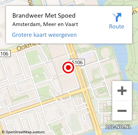 Locatie op kaart van de 112 melding: Brandweer Met Spoed Naar Amsterdam, Meer en Vaart op 9 oktober 2024 01:40