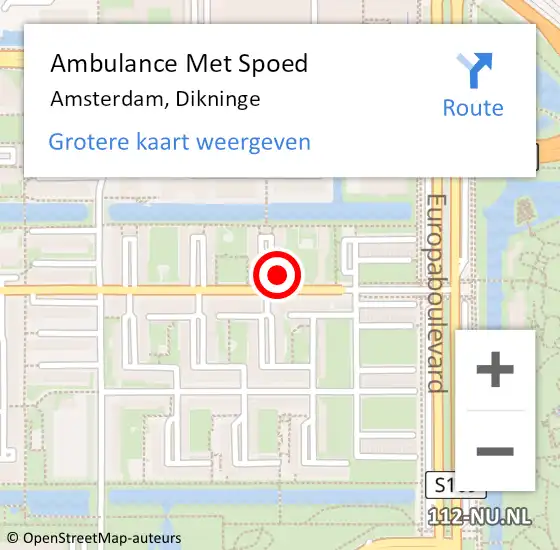 Locatie op kaart van de 112 melding: Ambulance Met Spoed Naar Amsterdam, Dikninge op 9 oktober 2024 02:14