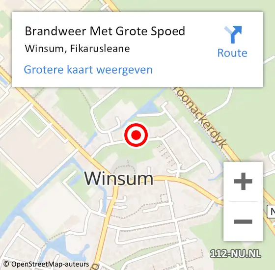 Locatie op kaart van de 112 melding: Brandweer Met Grote Spoed Naar Winsum, Fikarusleane op 9 oktober 2024 02:14