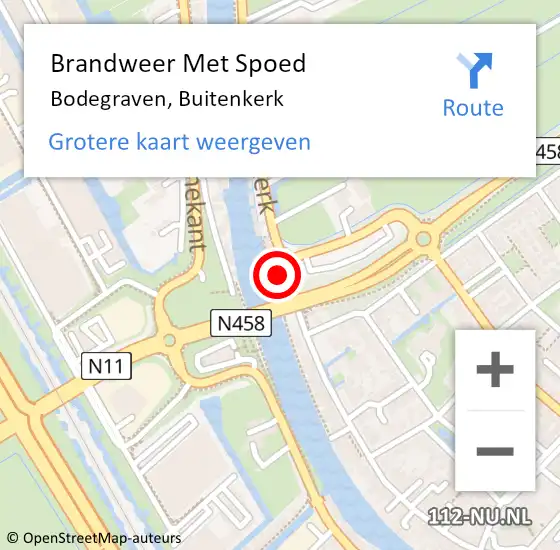 Locatie op kaart van de 112 melding: Brandweer Met Spoed Naar Bodegraven, Buitenkerk op 9 oktober 2024 02:20