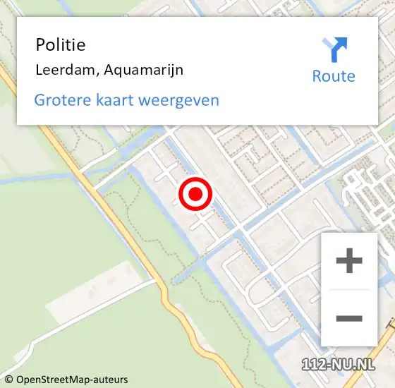 Locatie op kaart van de 112 melding: Politie Leerdam, Aquamarijn op 9 oktober 2024 02:23