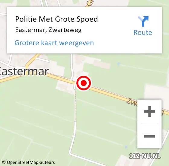 Locatie op kaart van de 112 melding: Politie Met Grote Spoed Naar Eastermar, Zwarteweg op 9 oktober 2024 03:09