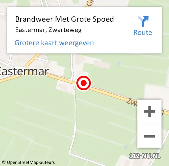 Locatie op kaart van de 112 melding: Brandweer Met Grote Spoed Naar Eastermar, Zwarteweg op 9 oktober 2024 03:11