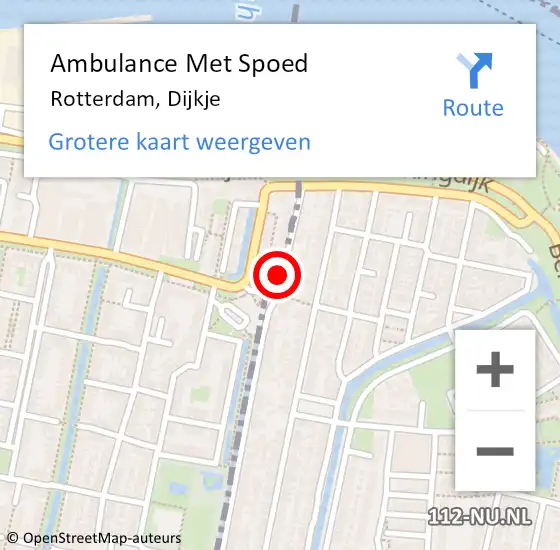 Locatie op kaart van de 112 melding: Ambulance Met Spoed Naar Rotterdam, Dijkje op 9 oktober 2024 04:23