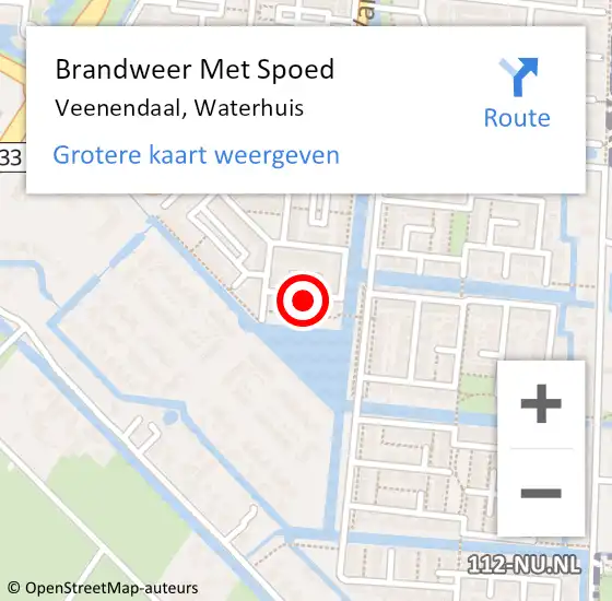 Locatie op kaart van de 112 melding: Brandweer Met Spoed Naar Veenendaal, Waterhuis op 9 oktober 2024 05:39