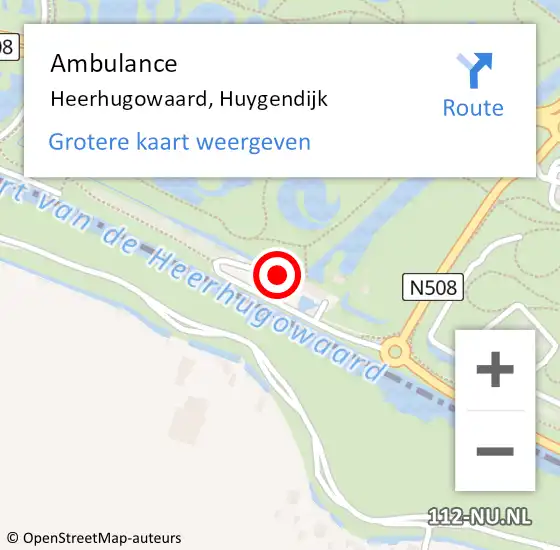 Locatie op kaart van de 112 melding: Ambulance Heerhugowaard, Huygendijk op 9 oktober 2024 06:25