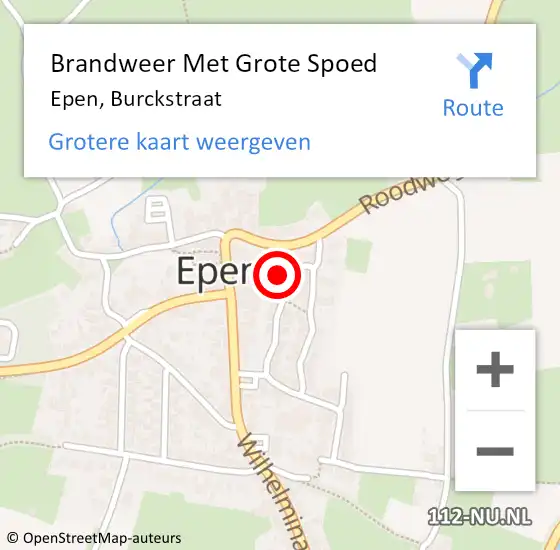 Locatie op kaart van de 112 melding: Brandweer Met Grote Spoed Naar Epen, Burckstraat op 9 oktober 2024 06:44