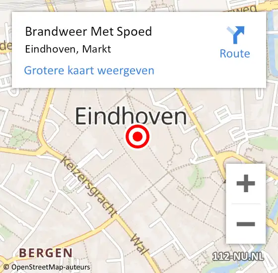 Locatie op kaart van de 112 melding: Brandweer Met Spoed Naar Eindhoven, Markt op 9 oktober 2024 06:45