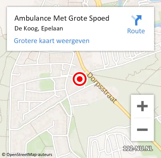 Locatie op kaart van de 112 melding: Ambulance Met Grote Spoed Naar De Koog, Epelaan op 9 oktober 2024 07:34