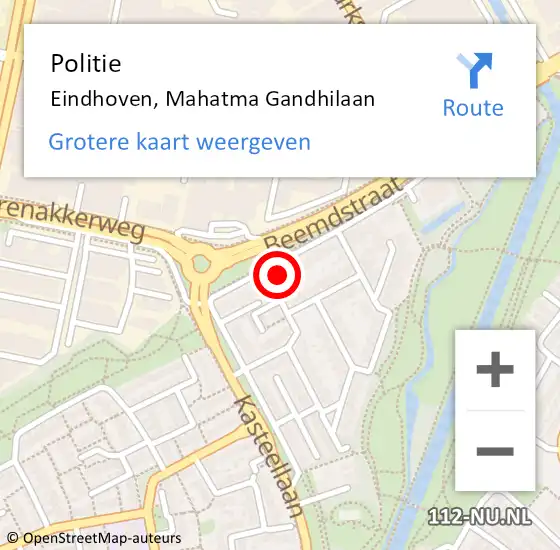 Locatie op kaart van de 112 melding: Politie Eindhoven, Mahatma Gandhilaan op 9 oktober 2024 08:03