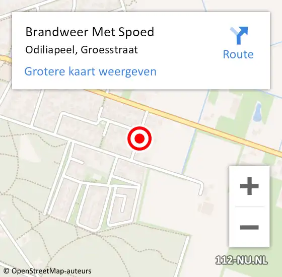 Locatie op kaart van de 112 melding: Brandweer Met Spoed Naar Odiliapeel, Groesstraat op 9 oktober 2024 08:29