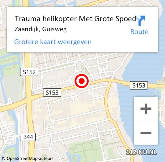 Locatie op kaart van de 112 melding: Trauma helikopter Met Grote Spoed Naar Zaandijk, Guisweg op 9 oktober 2024 08:46