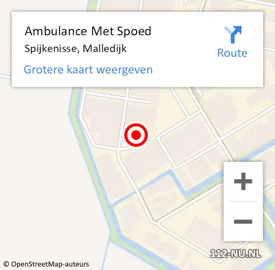 Locatie op kaart van de 112 melding: Ambulance Met Spoed Naar Spijkenisse, Malledijk op 9 oktober 2024 08:49