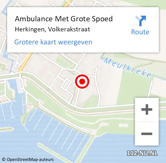 Locatie op kaart van de 112 melding: Ambulance Met Grote Spoed Naar Herkingen, Volkerakstraat op 9 oktober 2024 09:11