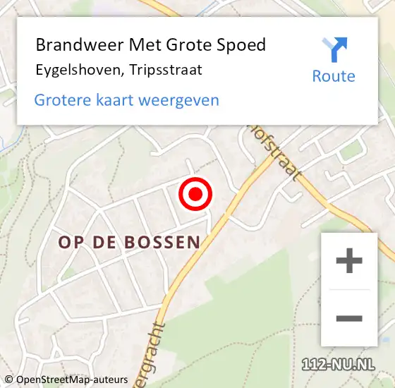 Locatie op kaart van de 112 melding: Brandweer Met Grote Spoed Naar Eygelshoven, Tripsstraat op 9 oktober 2024 09:17