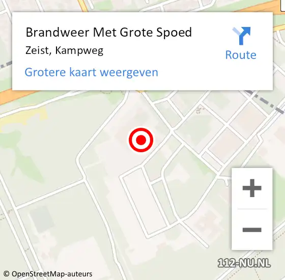 Locatie op kaart van de 112 melding: Brandweer Met Grote Spoed Naar Zeist, Kampweg op 9 oktober 2024 09:49